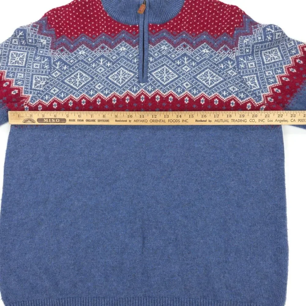 VINEYARD VINES Merino Wool Alpaca Fair Isle 1/4 Zip Sweater Preppy Old Money